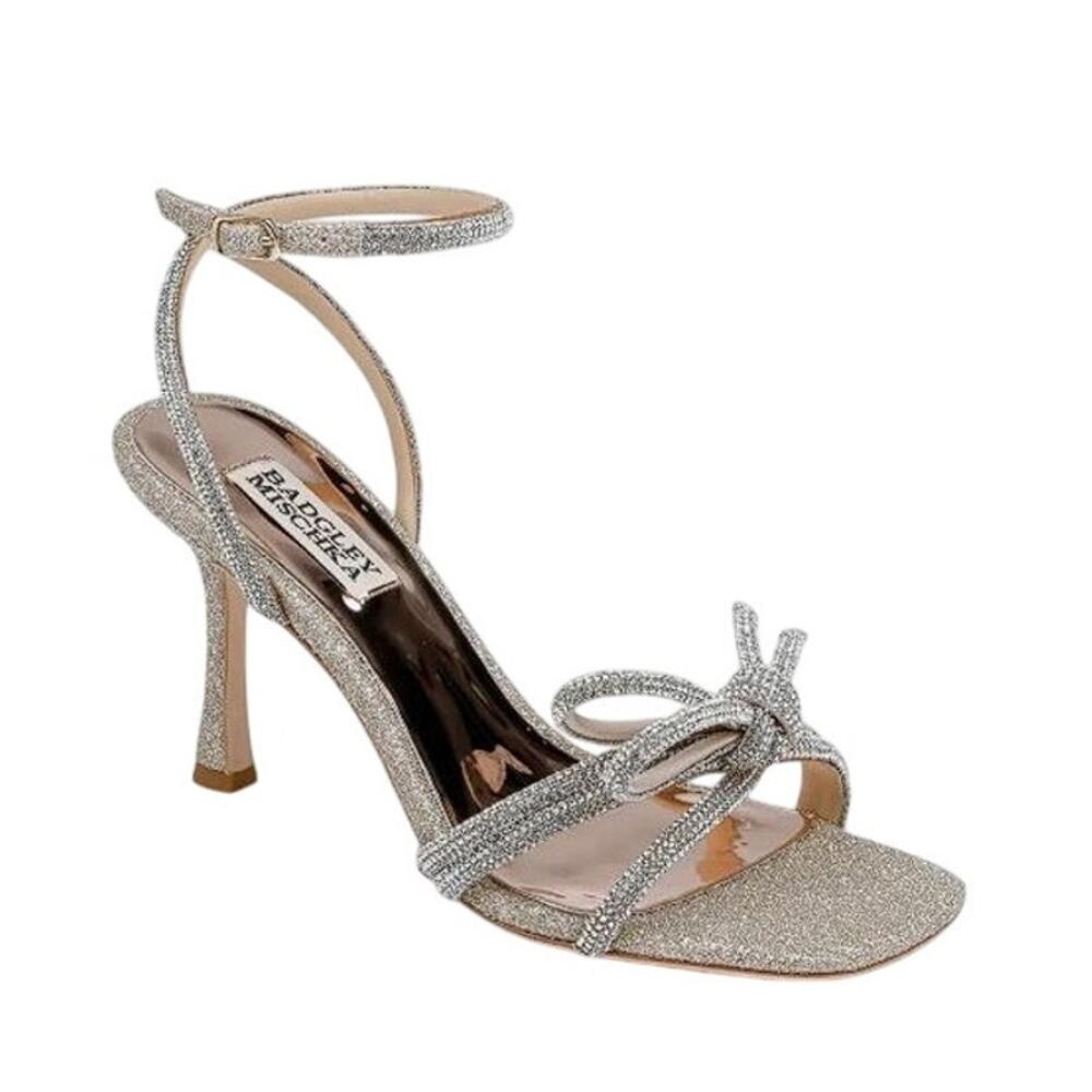 BADGLEY MISHKA Women's Effie Ankle Strap Sandal Size 11 In Champagne